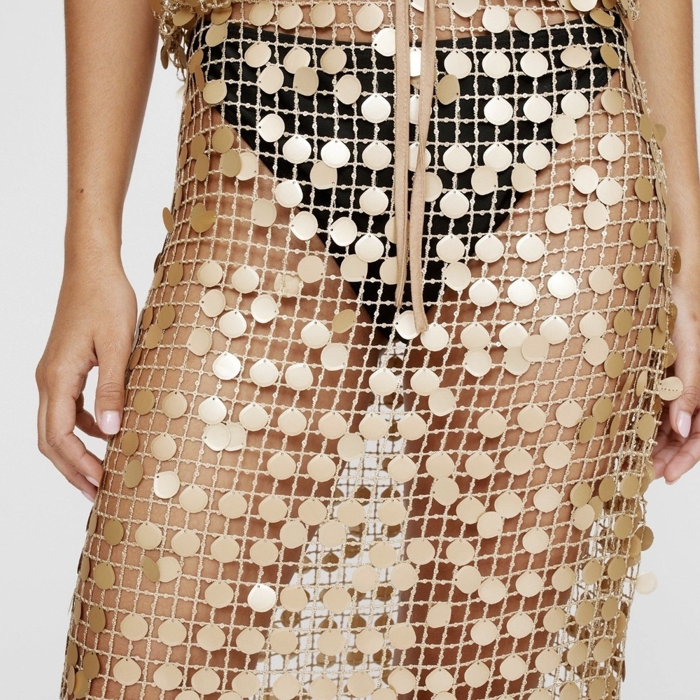 Nasty Gal Gold Sequin Swim Coverup - Picture 3 of 3